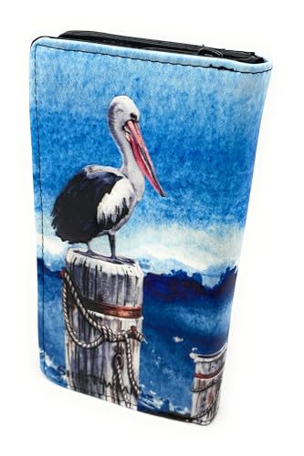 Shag Wear Lighthouse Pelican Large Nautical Summer Wallet for Women and Teen Girls Vegan Faux Leather 7"2