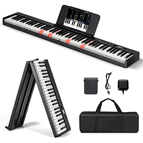 DREAMADE Clavier Électronique Pliable avec 88 Touches, Piano Numérique avec Sac de Rangement et Pupitre, Écran LCD et… - Les Beatles, Paul McCartney, John Lennon, RIngo Starr, George Harrison DREAMADE Clavier Électronique Pliable avec 88 Touches, Piano Numérique avec Sac de Rangement et Pupitre, Écran LCD et…