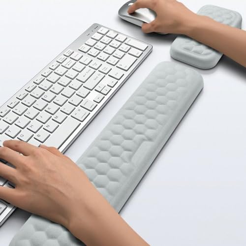 Image of HOFASON Mouse Wrist Rest, Wrist Rest for Computer Mouse, Black Ergonomic Wrist Support Set with Memory Foam Non-Slip Base Massage Design for Pain Relief, Typing, Gaming, Office