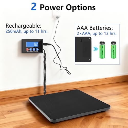 Paketwaage, 200kg/10g Hochpräzise Briefwaage Digitalwaage mit Halte/Tara Funktion, Plattformwaage Kofferwaage mit Wandmontiertem LCD Display für Pakete, Gepäck, Lagerhaus, und den Hausgebrauch, Auflad