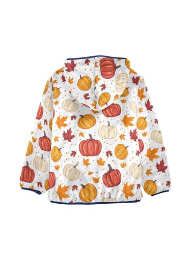 Maple Leaves and Pumpkins Girls Fleece Jacket Girls Fall Jacket Boys Coats Zip Up Hoodie Children Outerwear 2-10T2