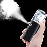 Saluaqui Handheld Face Mist Sprayer, Rechargeable Moisturizing Nano Facial Mister, Hydrating Face Humidifier, Handy Hydrating Sprayer with Visual Water Tank (Black)