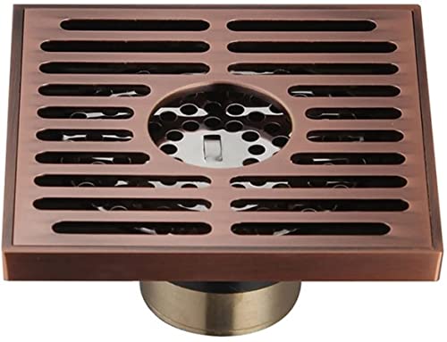 Drenaje Desagüe de piso de ducha de 4 pulgadas, desagüe de ducha de latón con rejilla de cubierta extraíble, escurridor de piso cuadrado con colador de pelo for cocina, baño, garaje y sótano (blanco: