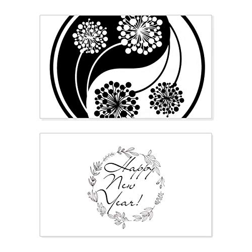 Tarjeta de año nuevo budista y flor Yin-yang para decorar tu altar y enviar deseos de armonía