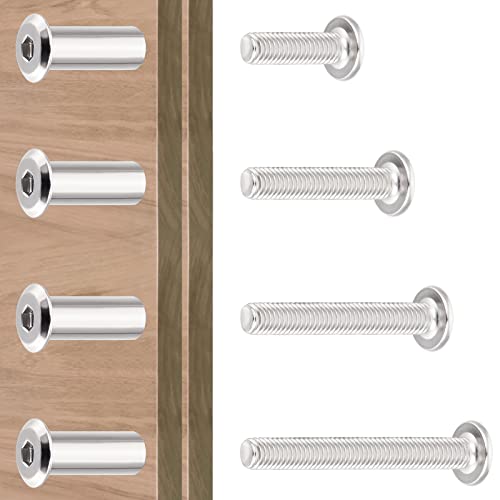 Pgmj 100 Set M6 Binding Screws Posts Countersunk Rivet Socket Cap Connecting Bolts Cap Nuts Assortment Kit For Baby Bed Furniture,Leather Saddles Purses Belt Repair (100 Set Mix) #TOP3