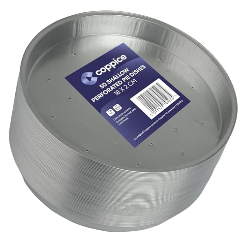 Coppice Moules à Tarte Aluminium Perforés Peu Profonds 18x2 cm - Lot de 50 | Barquettes Jetables pour Cuisson Rôtissage Service Four Micro-ondes...