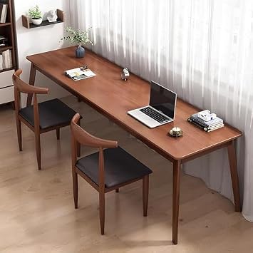 Large Solid Wood Desk for 2 People Modern Executive Writing Table 47.2" Walnut Computer Workstation Stylish Home Office Study Desk Spacious Dual User Workstation