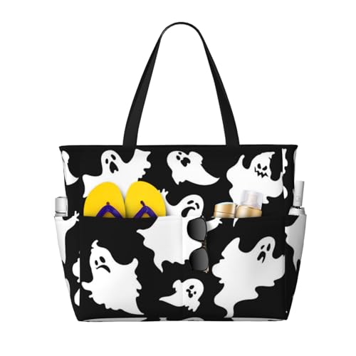 Halloween Goth Print Beach Tote Large Capacity Beach Travel Bag Waterproof Sandproof And Lightweight
