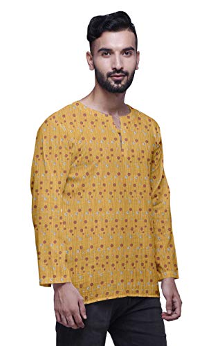 Atasi Printed Cotton Long Sleeve Shirt Casual Short Kurta for Men Summer Wear2