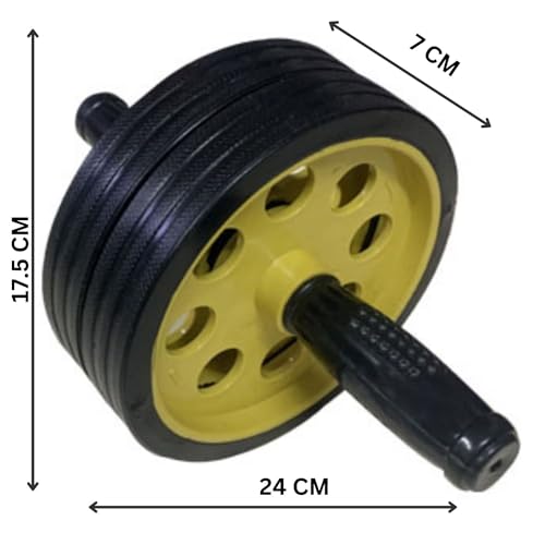 Image of Instafit AB Roller Wheel for Men and Women for Abdominal Exercise Core Workouts with Knee Mat (Multicolor) (Light yellow)