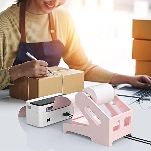 Ponnor Label Holder Thermal Label Holder For Rolls And Fanfold Labels Shipping Label Stand Desktop Printer Diy Accessory Supplies For Home, Office (Pink) #TOP4