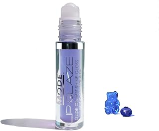 MODE Lip Glaze Flavored Lip Gloss BLUEBERRY GUMMY BEAR Delicious Yummy Flavor, Roll On Sweet Wet Nourishing Shine, Hydrating Skincare Fruit Oils, Made in NY USA