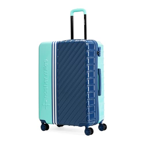 Image of Nasher Miles Vegas Hard-Sided Polycarbonate Check-in Luggage 28 inch | 75cm | 8 Wheels Large Trolley Bag for Travel | Suitcase (Teal & Dark Blue)