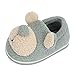 MASOCIO Chausson Enfant Fille Garcon Pantoufles Hiver Chaud Peluche Souple Chaussure Antiderapant Animaux Chien Vert Taille 32 33