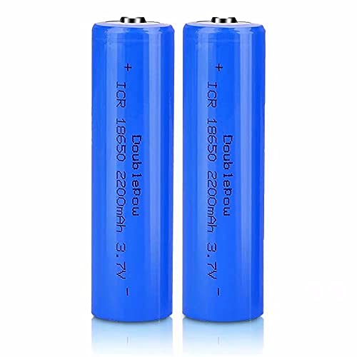 Kuyoly 3.7 v Batterie Batteries Rechargeables,2200mah 3.7v ICR Lithium Batteries Bouton Top Piles Rechargeable Batteries pour Lampe de Poche Phare,18x65mm(2 Pcs Cover