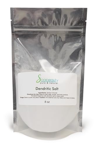 Soapeauty Dendritic Salt | Premium Fine Grain Bath and Body Salt for Scrubs, Exfoliants, and Milk Baths | High Absorption for Fragrance Oils and Essential Oils | 8 oz