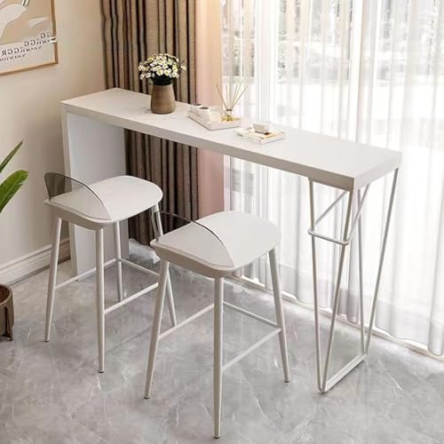 Table de bar rectangulaire bois massif blanc 100cm intérieur table basse mange-debout