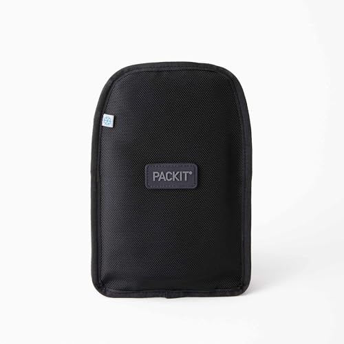 PackIt Freezable Wine Cooler, Black, with a Seatbelt Webbing Handle Strap, ECOFREEZE+ Technology: Triple Layered Protection for Ultimate Cooling, Fits Most Standard Sized Wine and Champagne Bottles