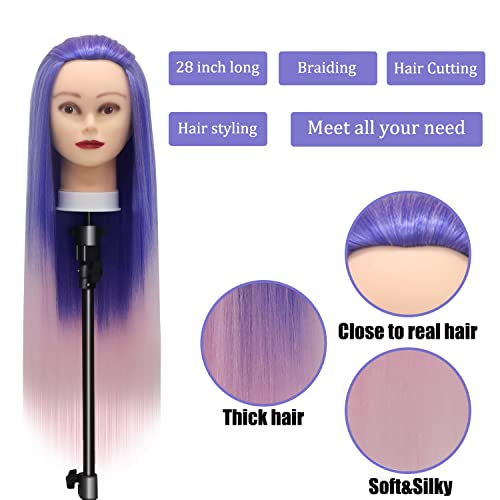 Styling Head 28 inch Hairdresser Training Head 100% Synthetic Fiber Hair Styling Head - Image 3