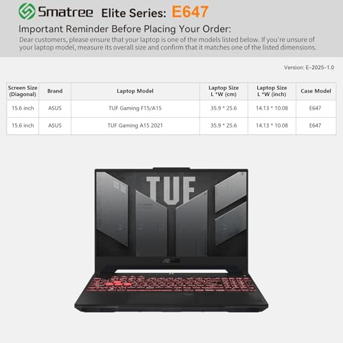 Image of Smatree Laptop Sleeve for 15.6 inch ASUS TUF Gaming A15 /F15, Case with Accessory Pocket, YKK Zipper, Patented Super-Corner Design, Pink (E647P)