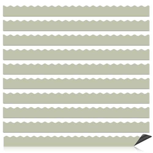 30 Pcs Magnetic Borders for Classroom Whiteboard - Grass Green Magnetic Bulletin Board Border Set - Scalloped Chalkboard Border Strips for Teachers, Parents, DIY Home,School & Office Decoration