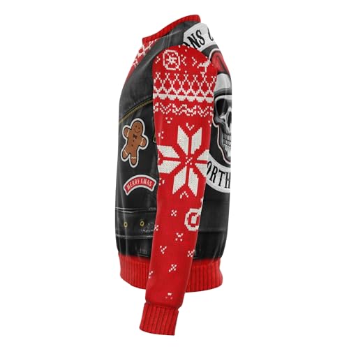 Biker Waistcoat Print Red Sweatshirt, alternative view 3