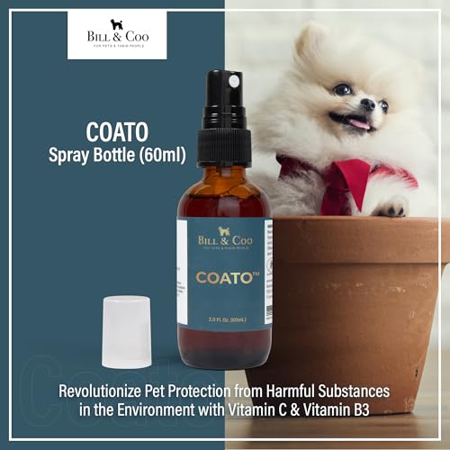 Image of BILL & COO Pet Protection Spray - Dog Grooming Supplies with Natural Ingredients - EMF Shield - Advanced Formula with Vitamin C & B3 for Coat Health - Dog Supplies 60ml
