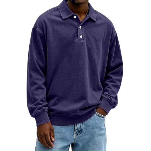 Washed Polo Shirts for Men Big and Tall Long Sleeve Tshirts Casual Pullover - image 4
