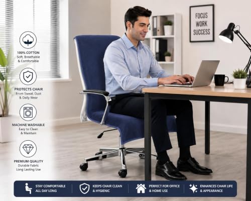 Image of ROMAN HOME Car & Office Chair Towel with 2 Tie Knots| Super Soft 400 GSM (1, Blue)