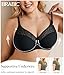 BRABIC Minimizer Bras for Women Full Coverage Unlined Nude White Bra with Underwire Lifting Support for Large Bust (42C, Black)