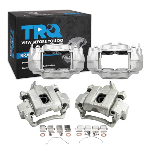 Image of TRQ Front and Rear Brake Caliper Set Zinc Coated Brackets Hardware Compatible with 2003-2007 Toyota Sequoia