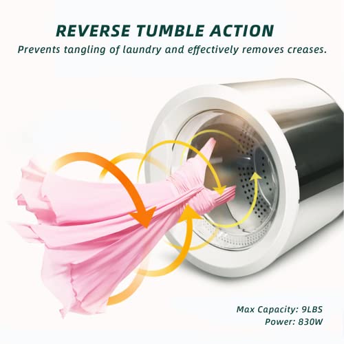 YOLENY Electric Portable Compact Laundry Dryer 1.6 cu.ft, 9 lbs Load Stainless Steel Portable Dryer, 4 Drying Mode, Cold Air Care, for Apartments, White