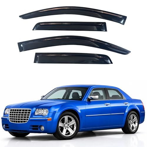 Image of IG Window Visors Fit for 2005-2010 Chrysler 300, Out-Channel Rain Guards Vent Wind Deflectors 4PC, Car Accessories for 05-08 Dodge Magnum