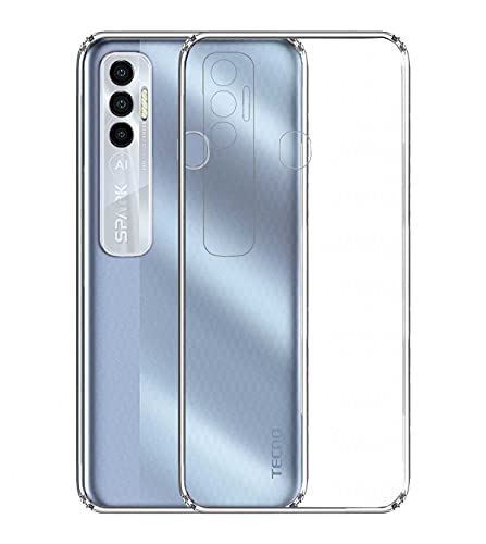 Image of Soft Flexible Silicone Back Cover Compatible with Tecno Spark 7 Pro, Transparent Case
