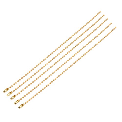 Aexit 5pcs 2.4mm Lighting fixtures and controls Dia Copper Beaded Connector Ball Key Chain Gold Tone 20cm Length