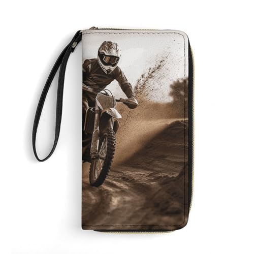 Women Wallets Motocross Leather Wallet for Women Thin Wallet with Zipper Pocket Card Holder