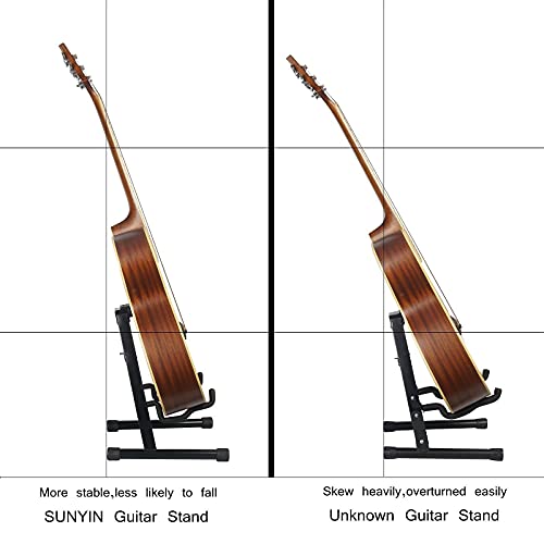 SUNYIN Guitar Stand Accesssories Kit Begineer Guitar Accessories Set A-Frame Electric Acoustic Guitar Stand 10-Feet Guitar Cord Guitar Strap Guitar Capo Guitar Tuner