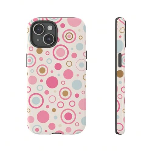 Paekabao Home Tough Phone Case �Ή� iPhone �J���t���ȉ~�Ɛ��ʖ͗l �s���N �u���[ �S�[���h (�~�b�N�X�J���[�AiPhone 16 Pro)