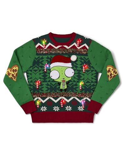 Spencer’s Invader Zim Light-Up Gir Christmas Sweater | Officially Licensed | Perfect for The Holiday Season