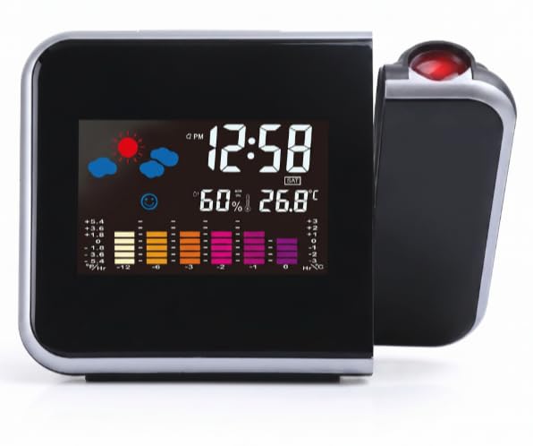 Genérico Reloj Despertador con Proyector, Pantalla LCD a Color, Temperatura y Humedad, Estación Meteorológica Digital