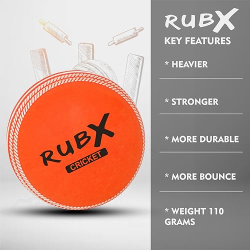 Image of RUBX PVC T-20 Practice Cricket Wind Balls 110g Pack of 3, Standard Size, Suitable for Training & Casual Play (Orange)