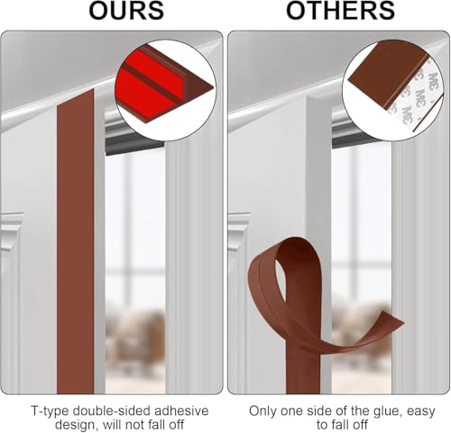 Image of URBANMONK T-Shape Silicon Door Bottom Sealing Strip | Window Sealing Strips for Gap | Door Bottom Sealing Strip Guard | Protector from Cockroach, Insect, Bugs, Air & Dust | (Brown, 3 Meter)