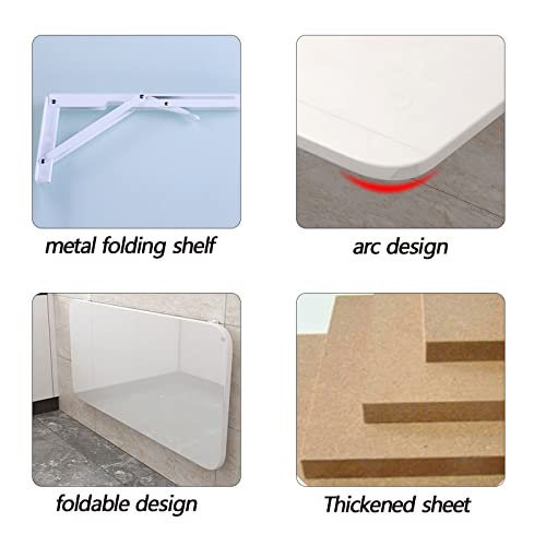 Ferfxn Folding Wall-Mounted Drop-Leaf Table Wall Mounted Table Wall Mounted Desk Wall Mounted Folding Table Wall Mounted Table For Study/Bedroom Small Space 50X40Cm/20X16In White #TOP3