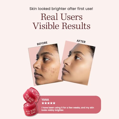 WILDGLOW 7in1 Red Wine Gel Face Mask for Glowing Skin, De-Tan, Open Pores Tightening & Dark Spots Removal thumbnail 12