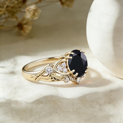 Image of Gemstone Vintage Rings for Women s925 Sterling Silver Round Cut 1.0 Carat Gemstone with Moissanite Promise Engagement Anniversary Ring for Her