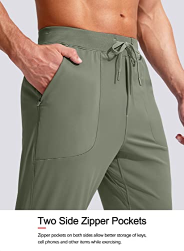 Viodia Men's Joggers With Zipper Pockets Athletic Running Track Sweatpants For Men Workout Traning Gym Pants Sage Green #TOP3