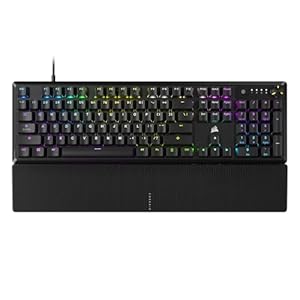 CORSAIR K70 CORE RGB Mechanical Wired Gaming Keyboard with Palmrest – Pre-Lubed MLX Red Linear Switches, SOCD, ABS Double-Shot Keycaps, Sound Dampening, Media Control Dial, QWERTY NA – Black