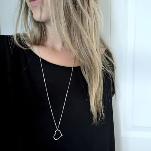Boho Long Gold Heart Pendant Necklace for Women Open Heart Shaped Love Pendant Necklace Silver Hollow Heart Minimalist Necklace Jewelry for Women2