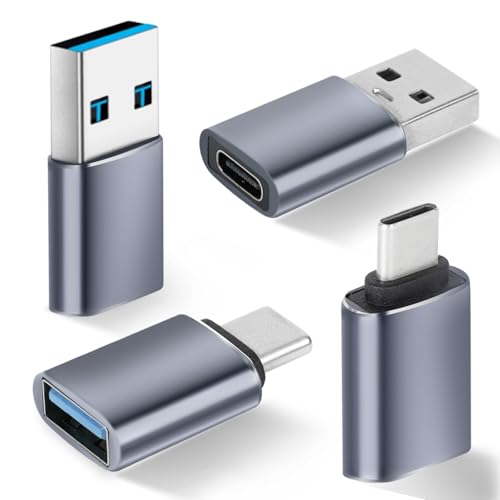 USB to USB C Adapter 4 Pack 2*Type C Female to A Male Charger Converter & 2*USB C Male to USB 3.0 Female for Apple Watch iPhone 16 15 14 13 12 Pro Max AirPods Ultra 8 9 Samsung Galaxy S23 S24