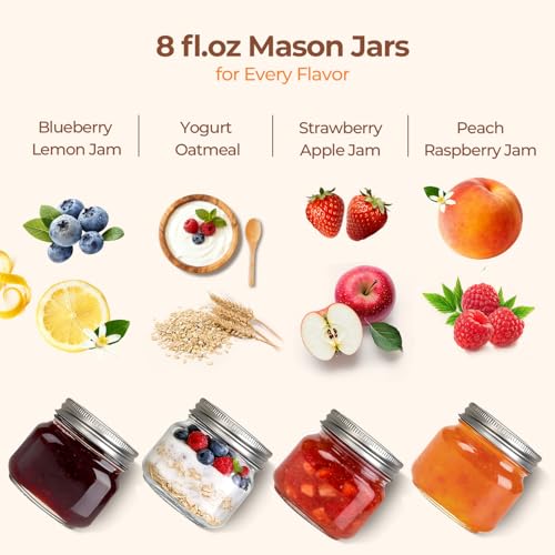 Image of ComSaf 8 oz Regular Mouth Mason Jars,6Pcs Glass Jars for Home Cooks Making Jam and Jelly, and Crafters Creating DIY Candles and Party Favors, Canning Jar with Lids and Rings，Includes Labels & Twine